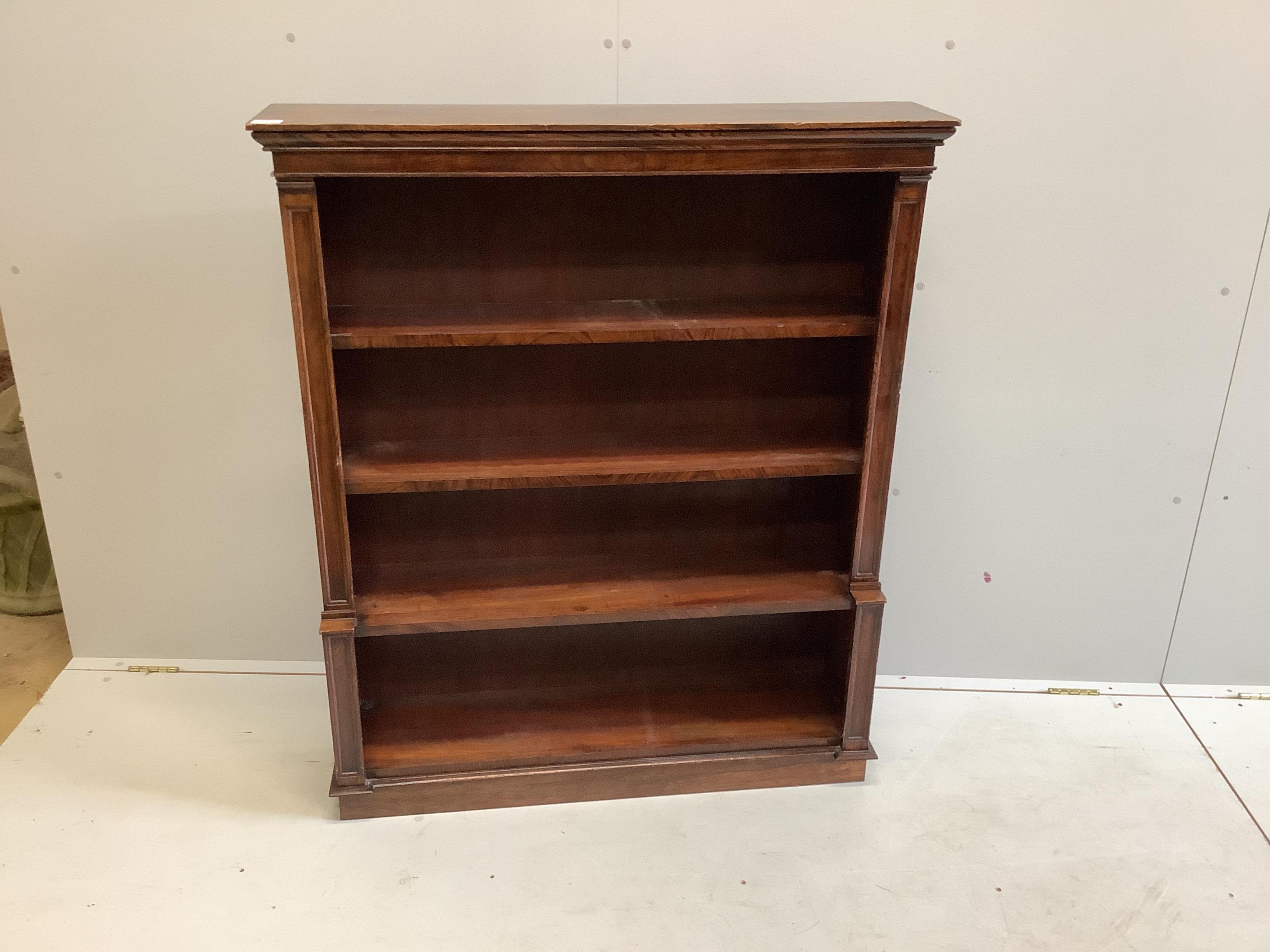 A Victorian simulated rosewood bookcase, width 104cm, depth 24cm, height 124cm. Condition - fair